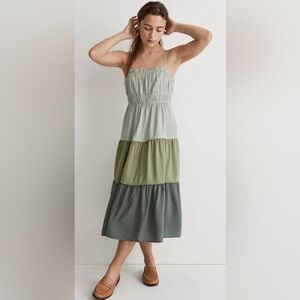Madewell Sophia Cami Tiered Midi Dress in Colorbock Size 0
